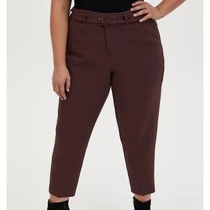 NWT Torrid Maroon High rise Work Career Rust Brown Belted Trouser Pants 22